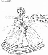 Coloring Pages Lady Adult Ladies Embroidery Crinoline Colouring Book Vintage Drawn Hand Da Clever Colorworks Books Girl Girls sketch template
