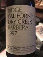 Image result for Ridge Barbera Dry Creek Lytton West. Size: 139 x 185. Source: www.vivino.com