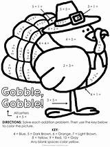 Thanksgiving Color Number Coloring Math Multiplication Pages Facts Division Subtraction Addition Grade 5th Code Choose Board Teacherspayteachers Clipartmag Preview sketch template