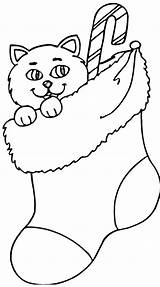 Stocking Coloring Cat Christmas Pages Printable Color Clipart Print Kitten Disney Stockings Kids Paper Drawing Popular sketch template