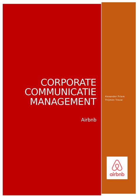 airbnb verslag  de commnunicatie van het bedrijf corporate communicatie management airbnb
