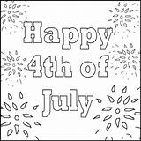 July Happy Fourth Coloring Print sketch template
