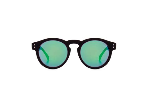 clement black rubber blue mirrored sunglasses