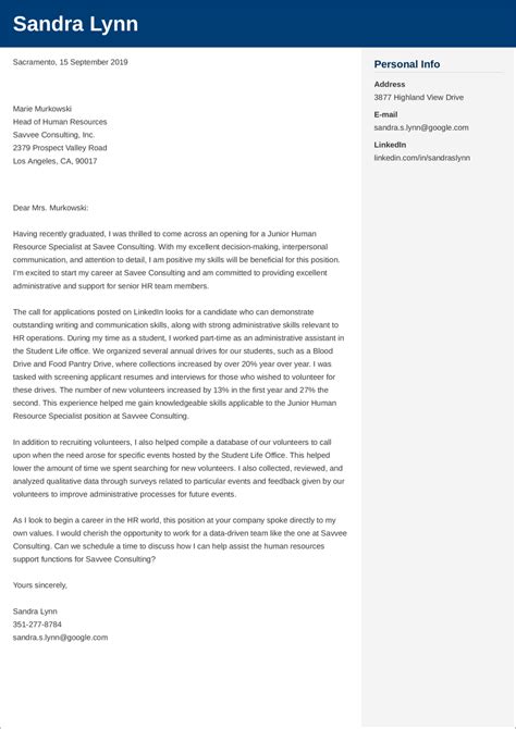 human resources cover letter examples templates