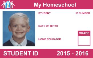 printable homeschool student id card