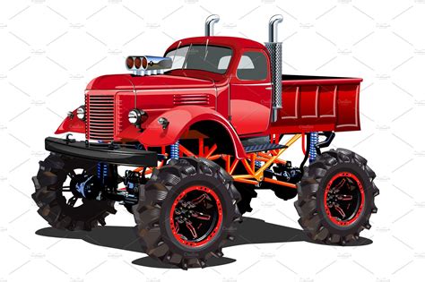 cartoon monster truck custom designed illustrations creative market