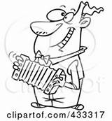 Accordion Playing Clipart Coloring Cartoon Happy Man Line Player Toonaday Royalty Illustration Rf Poster Print Pages Accordian Illustrations Also These sketch template