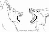 Fighting Wolves Sketches Wolf Lineart Coloring Pages Fight Template Deviantart sketch template