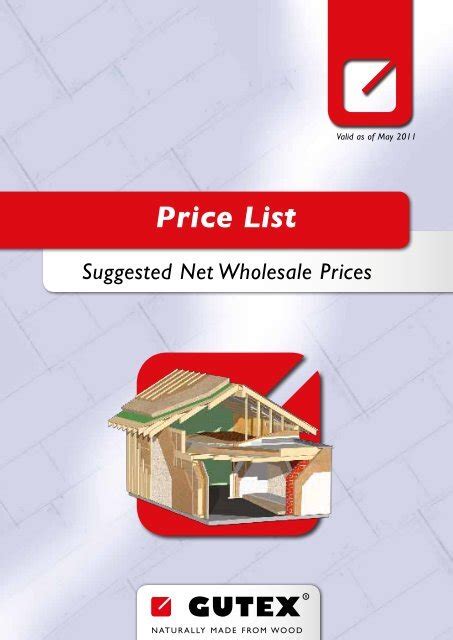 price list suggested net wholesale prices gutex