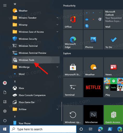 create windows tools folder shortcut  windows