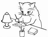 Cat Coloring Writing Letter Categories sketch template