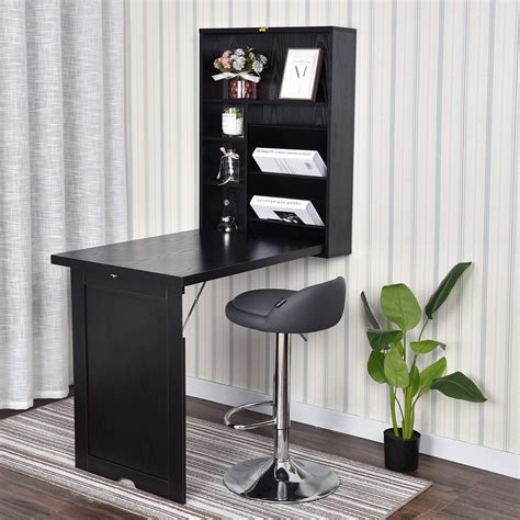 elecwish wall mounted table desk convertible floating desk fold  space saver chalkboard black