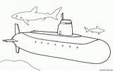 Submarine Coloring Nuclear Colorkid Kids sketch template