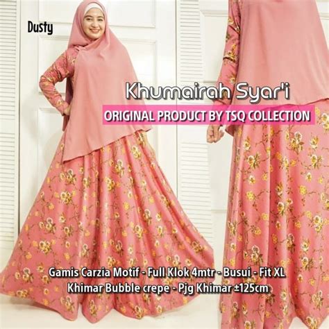 gamis motif bunga khumairah syari jersey baju muslim modern butik