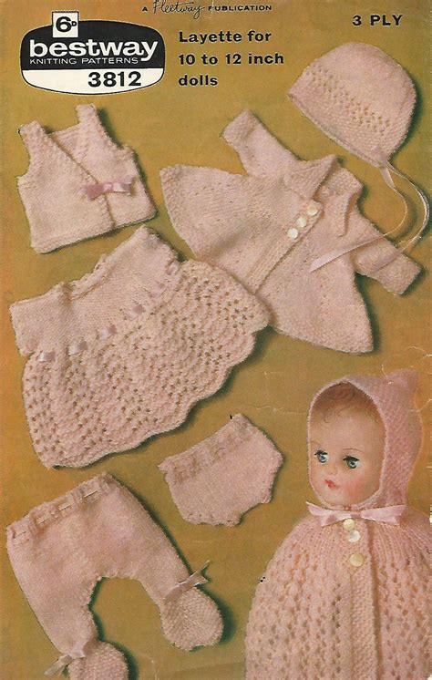doll  knitting pattern  layette      dolls etsy uk