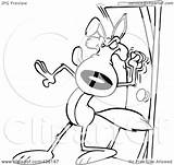 Door Knocking Wolf Illustration Line Royalty Clipart Toonaday Rf sketch template