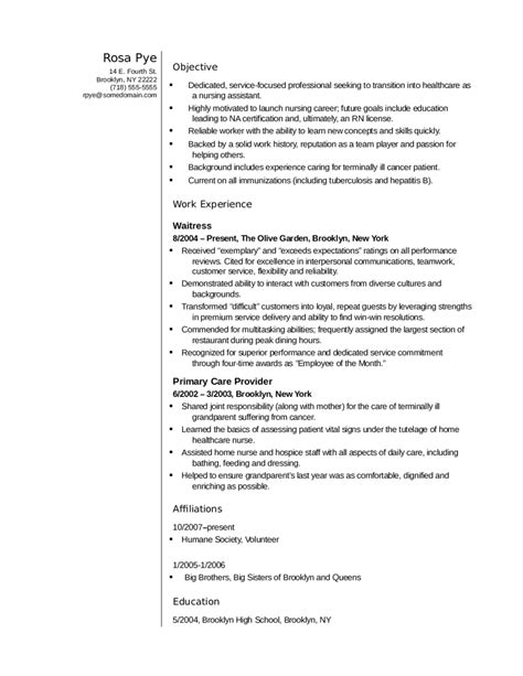 sample resume   nursing assistant edit fill sign  handypdf