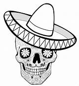 Muertos Sombrero Calaveras Calaca Mexicanas Mandalas Pintar Sheets Skulls Mascaras sketch template