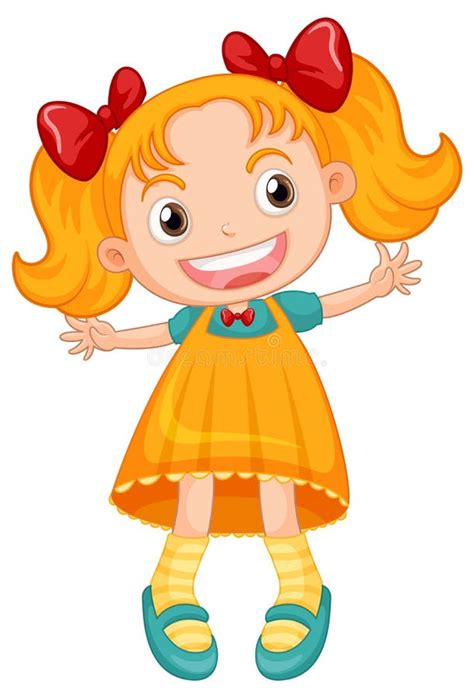 little cute girl in yellow dress stock illustration illustration of