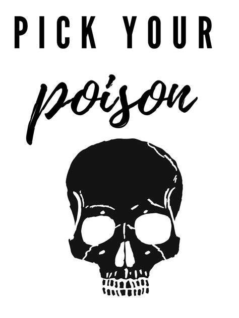 pick  poison printable halloween party decor sign poster etsy