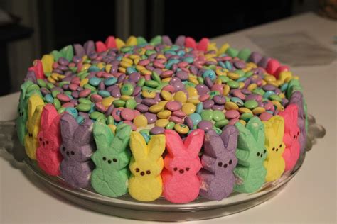 easter cake decorated  bunny peeps   side