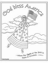 Coloring Pages July Color Thinking God 4th Fourth Sheets Kids Bless Sunday School America Printable Bible Angel Patriotic Cards Church sketch template