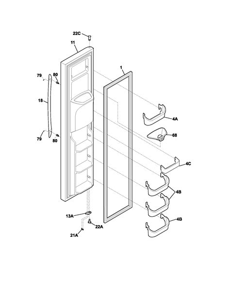 freezer door diagram parts list  model plhszcb frigidaire parts refrigerator parts