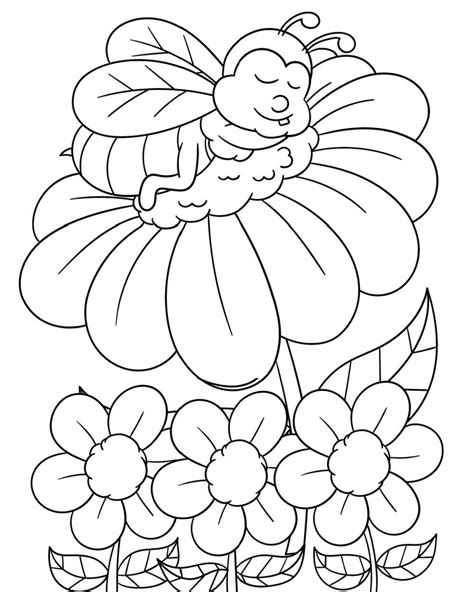 honey bee napping   flower coloring page mama likes