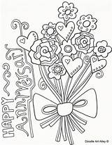 Coloring Pages Celebration Doodle Anniversary Alley sketch template