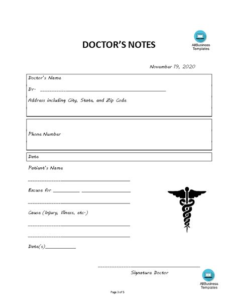 doctors notes template templates  allbusinesstemplatescom