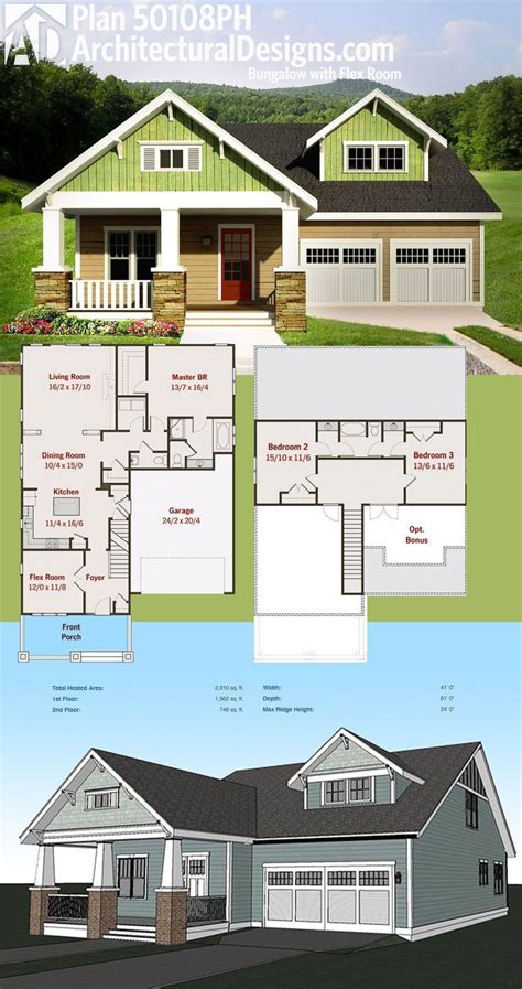 architectural designs bungalow house plan ph    beds including  master