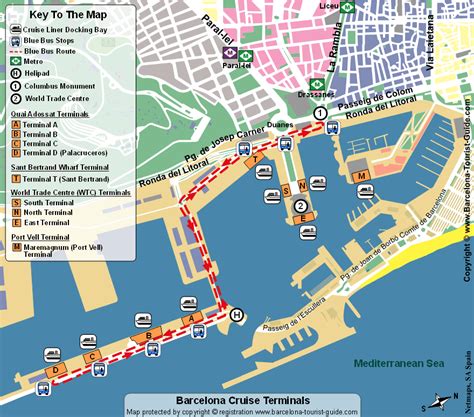map barcelona port maps  barcelona cruise terminals