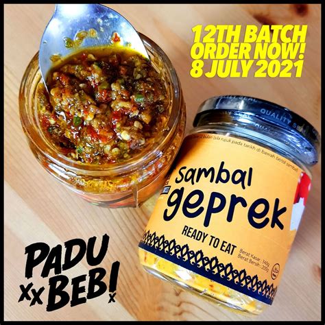 buy ready stock sambal geprek padu beb  nasi kukus boss