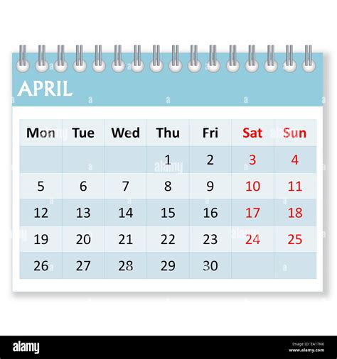 calendar sheet april  res stock photography  images alamy