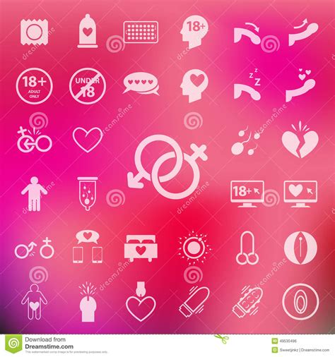 Sex Icon Set On Blur Pink Background Vector Eps10 Stock