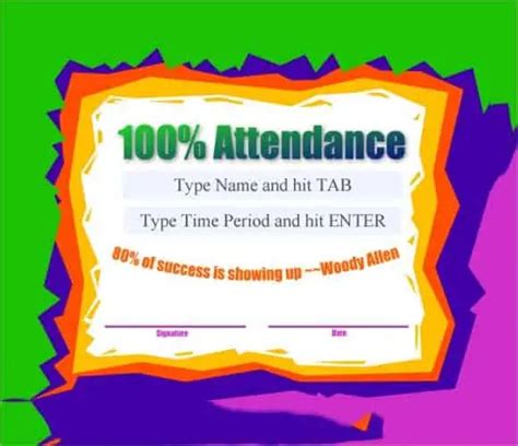 certificate  attendance templates word excel samples
