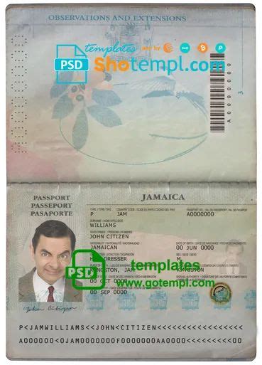jamaica pass in 2021 passport template passport templates