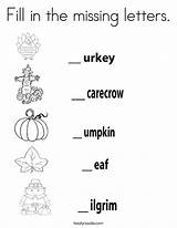 Coloring Missing Fill Letters Thanksgiving Worksheet Print Twistynoodle Words Favorites Login Add sketch template