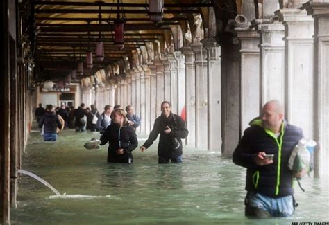 quarters  venice italy flooded  storm system drove  water levels