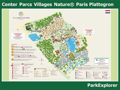 plattegrond van center parcs villages nature paris parkexplorer
