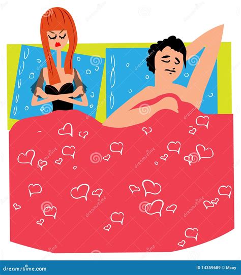 Woman In Bed With Man Sleeps Stock Illustration Illustration Of