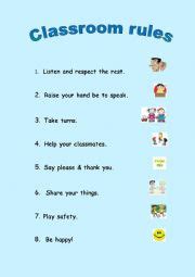 classroom rules worksheets