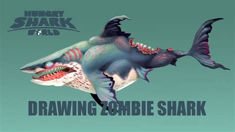 drawing zombie shark  hungry shark world youtube