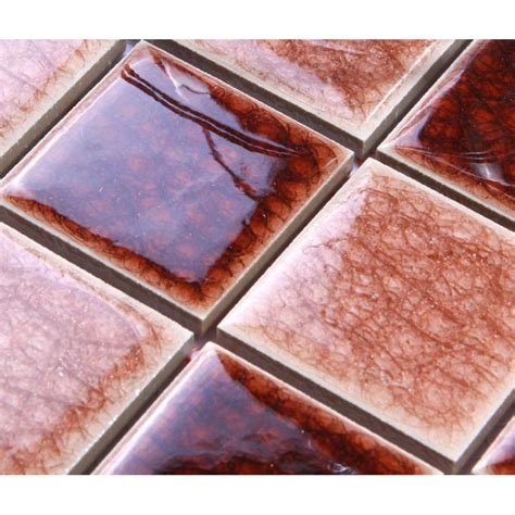 crackle glass tile  porcelain base brown swimming pool tiles