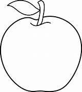 Apple Clip Line Outline Colorable Cartoon Simple Lineart Sweetclipart sketch template