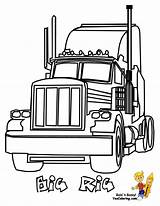 Coloring Pages Truck Semi Peterbilt Wheeler Diesel Drawing Trucks Tractor Outline Trailer Color Kenworth Clipart Line Print Printable Sketch Vector sketch template