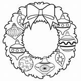 Coloring Wreath Christmas Pages Ornament sketch template