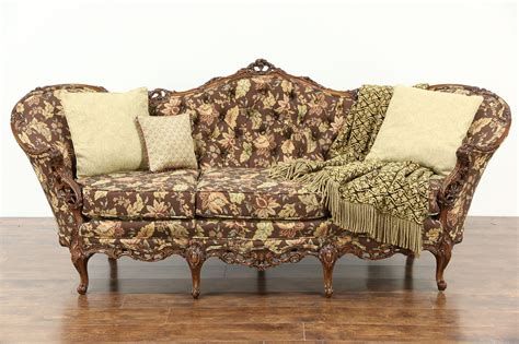 sold carved 1940 s vintage sofa pierced swag and rose motifs new upholstery harp gallery