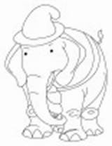 Elephant Coloring Tub Wearing Hat sketch template