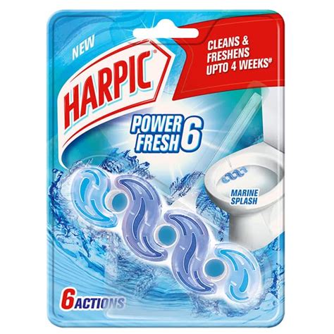 harpic power fresh 6 toilet cleaner rim block marine splash 35 g